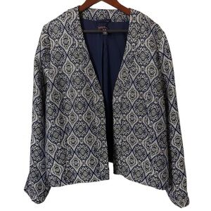 Long Tall Sally Blazer Navy Blue Black White Size 18 Textured